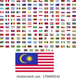 flags of the world. world flag vector illustration. rectangle design. square design. sample image Malaysia