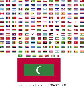 flags of the world. world flag vector illustration. rectangle design. square design. sample image Maldives