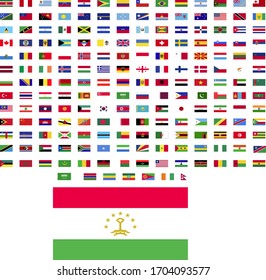 flags of the world. world flag vector illustration. rectangle design. square design. sample image Tajikistan
