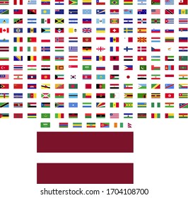 flags of the world. world flag vector illustration. rectangle design. square design. sample image Latvia