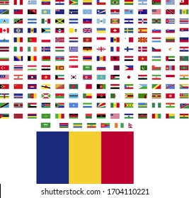 flags of the world. world flag vector illustration. rectangle design. square design. sample image Romania