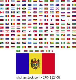 flags of the world. world flag vector illustration. rectangle design. square design. sample image Moldova