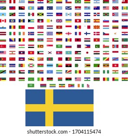flags of the world. world flag vector illustration. rectangle design. square design. sample image Sweden