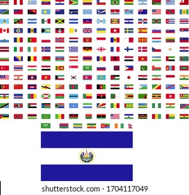flags of the world. world flag vector illustration. rectangle design. square design. sample image El Salvador