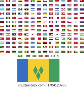 flags of the world. world flag vector illustration. rectangle design. square design. sample image Saint Vincent and the Grenadines