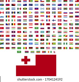 flags of the world. world flag vector illustration. rectangle design. square design. sample image Tonga