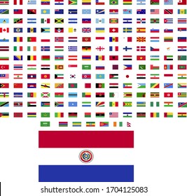 flags of the world. world flag vector illustration. rectangle design. square design. sample image Paraguay