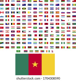 flags of the world. world flag vector illustration. rectangle design. square design. sample image Cameroon