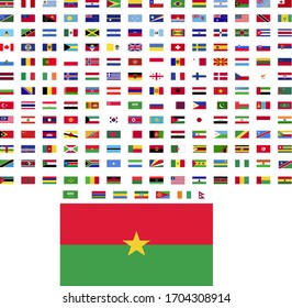 flags of the world. world flag vector illustration. rectangle design. square design. sample image Burkina Faso