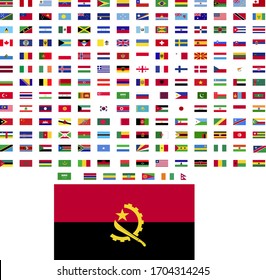 flags of the world. world flag vector illustration. rectangle design. square design. sample image Angola