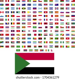 flags of the world. world flag vector illustration. rectangle design. square design. sample image Sudan