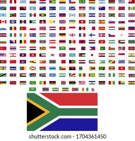 flags of the world. world flag vector illustration. rectangle design. square design. sample image South Africa