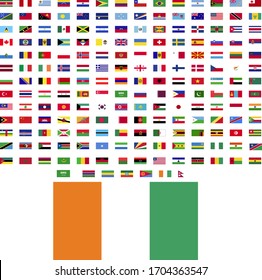 flags of the world. world flag vector illustration. rectangle design. square design. sample image Ivory Coast