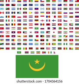 flags of the world. world flag vector illustration. rectangle design. square design. sample image Mauritania