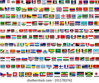 Flags Of The World. World Flag Vector Illustration. Rectangle Design. Square Design. Vector Illustration Stock Set