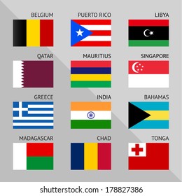 Flags of world, flat vector illustration. Set number 02