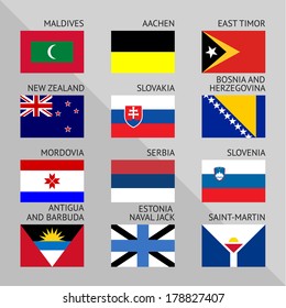 Flags of world, flat vector illustration. Set number 12