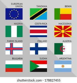 Flags of world, flat vector illustration. Set number 03