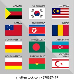 Flags of world, flat vector illustration. Set number 14