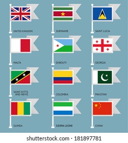 Flags of the world, flat vector illustration. Set number 07