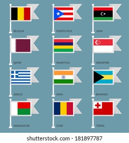 Flags of the world, flat vector illustration. Set number 02