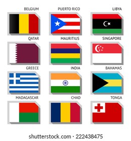 Flags of world, flat vector illustration. Set number 02