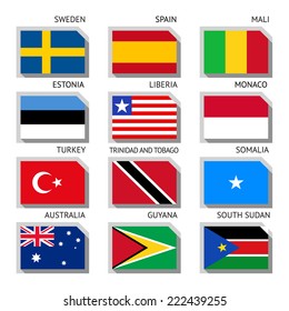 Flags of world, flat vector illustration. Set number 09