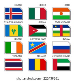 Flags of world, flat vector illustration. Set number 08