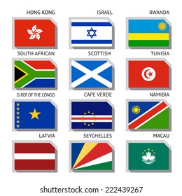 Flags of world, flat vector illustration. Set number 10