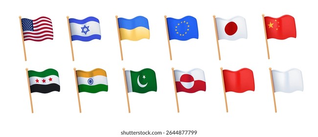 Flags of the world high quality vector flag illustration. National flags of the world. World flag Set. Country Flags Icon of America, Europe, Ukraine and Israel, other countries. Vector Illustration