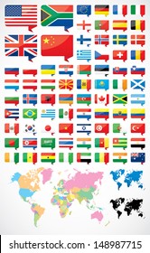 Flags and world map