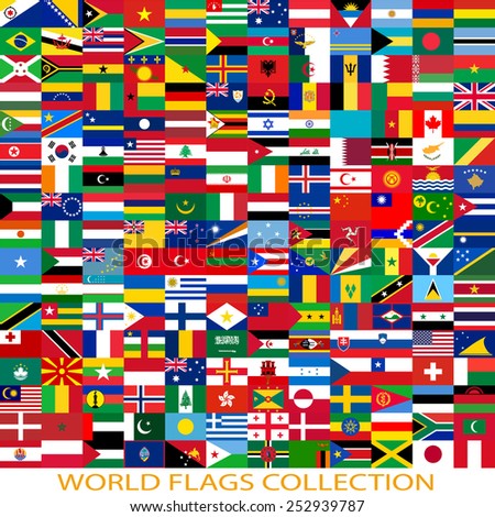 Flags World Map On White Background Stock Vector (Royalty Free ...