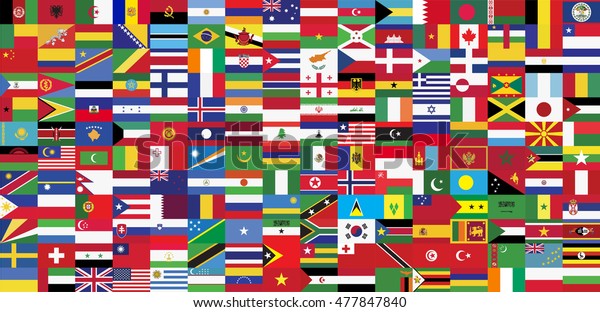 Flags World Map On White Background Stock Vector (royalty Free) 477847840