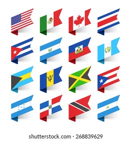 Flags of the World, North America, vector illustration