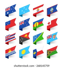 Flags of the World, Oceania, vector illustration