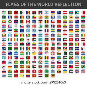 flags of the world reflection