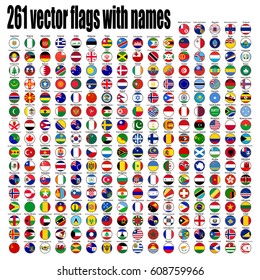 flags of the world, round icons.