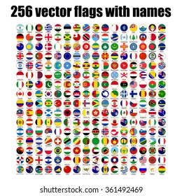 flags of the world, round icons, Lithuania, Luxembourg, Malta, Netherlands, Poland, Portugal, Romania, Slovakia, Slovenia, Finland, France, Republic, UK, vector illustration