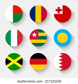 Flags of the world, set 07 with shadow