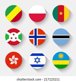 Flags of the world, set 12 with shadow
