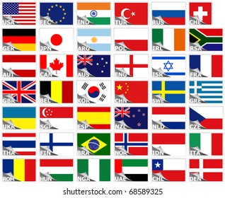 Flags World Set Stickers Collection Stock Vector (Royalty Free ...