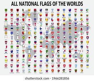 Flags of the world in shield form. Big set shields with flags of different countries.
