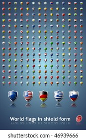 Flags of the world in shield form EPS 10 compatible