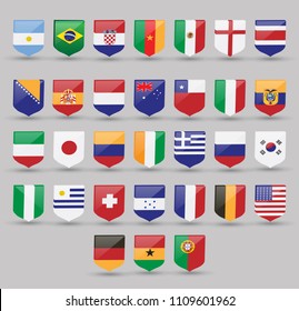 Flags world vector set national illustration symbol international america collection all south country sign europe