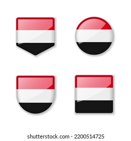 Banderas de Yemen - colección brillante. Conjunto de ilustraciones vectoriales