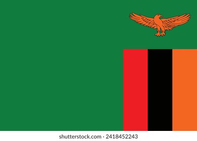 Banderas de Zambia. Diseño de elementos planos. Bandera Nacional. Fondo aislado blanco 