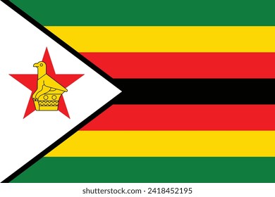 Flags of Zimbabwe. Flat element design. National Flag. White isolated background
