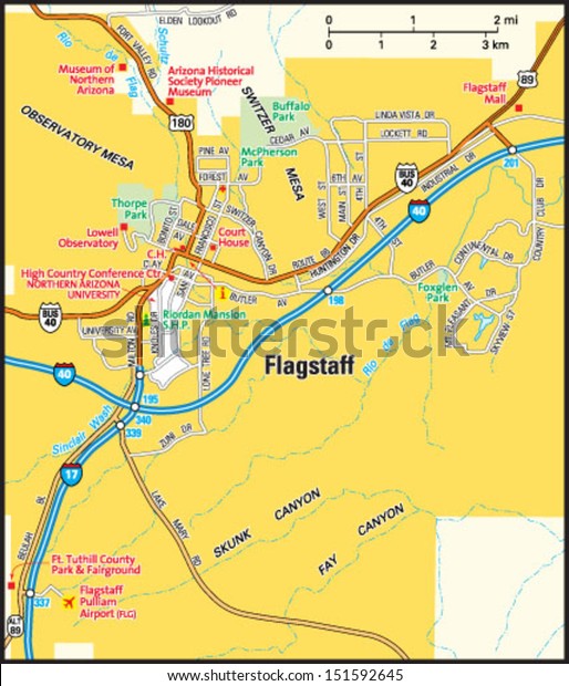 Map Of Flagstaff Arizona Area Flagstaff Arizona Area Map: Vector De Stock (Libre De Regalías) 151592645 |  Shutterstock