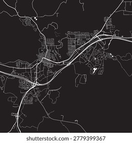 Flagstaff Arizona Vector Map, Detailed City Street Map Black and White Minimalist Line Art