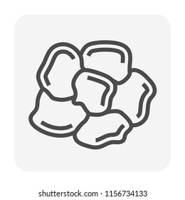 Flagstone or stone vector icon design. That rock or decorative material for home, landscape or garden by paving on ground and wall to create texture pattern. That patio, pavement, road, pathway, slab.